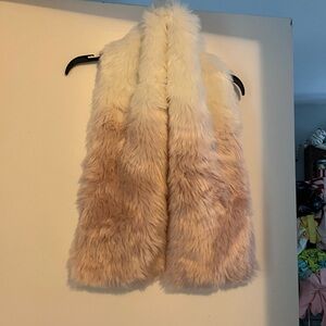 INC International Concepts Faux Fur Scarf in Cream and Pink